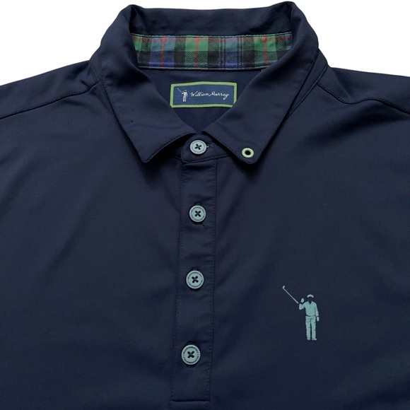 William Murray Polo Shirt Mens Size M Short Sleeve Performance Golf Stretch Blue - Picture 3 of 6